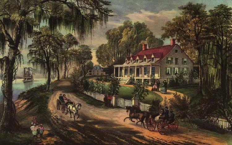 Currier and Ives A Home on the Mississippi China oil painting art